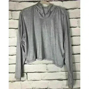 Athleta Womens Size M Gray Long Sleeve Cropped Hoodie Thumbholes